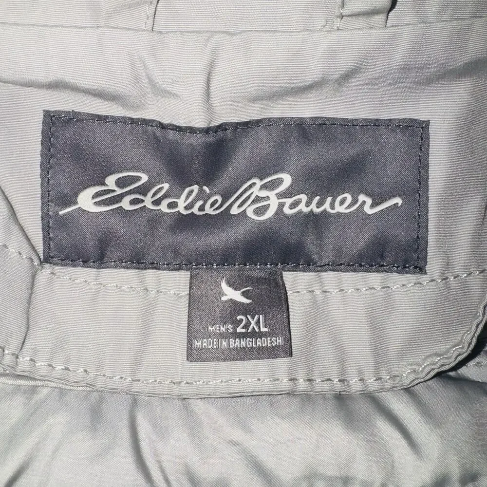 Eddie Bauer Cloud Gray Mens 2X Trench Coat Detachable Quilt Down Vest‎ Liner XXL